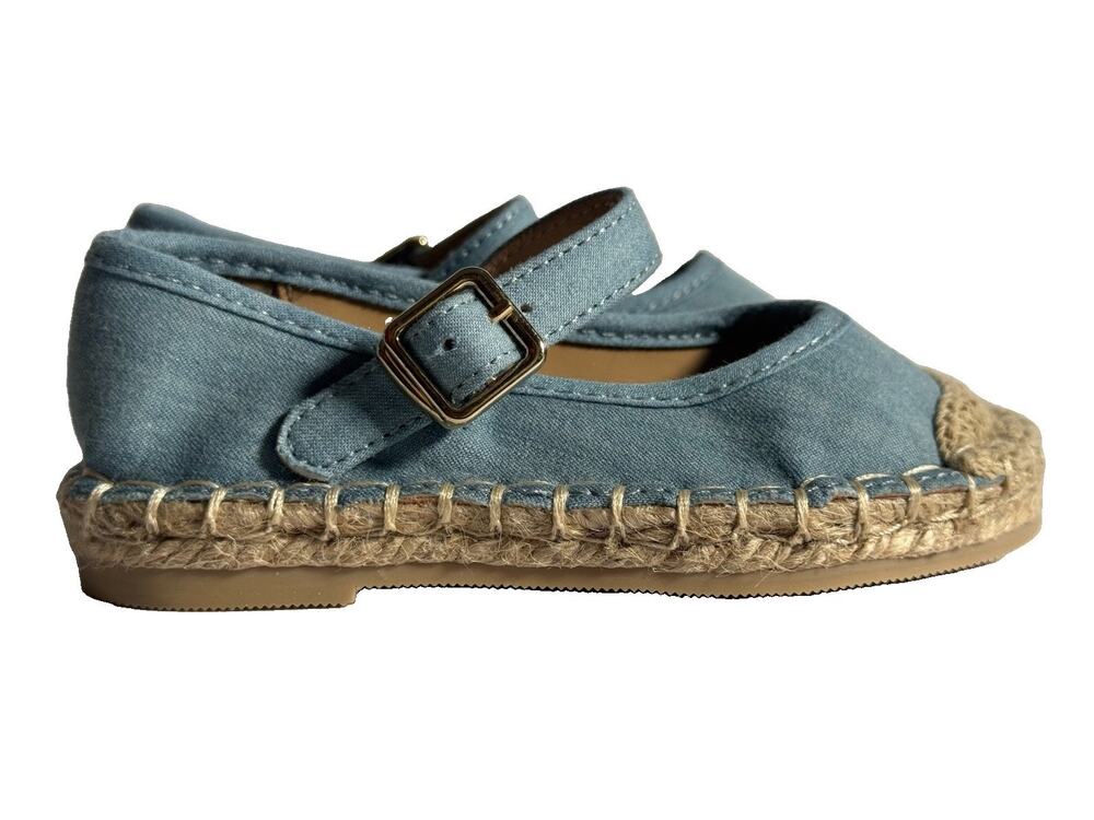 Janie and Jack Girls Size 6 Blue Chambray Mary Jane Espadrille Flats